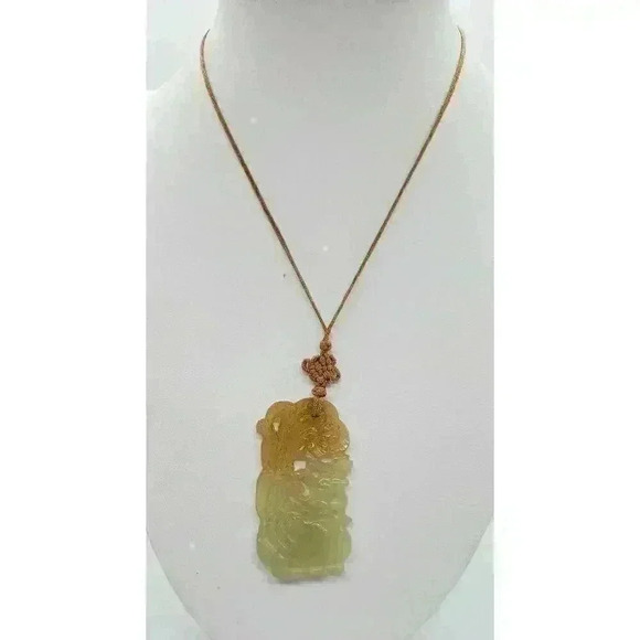 Vintage Jade Hand Carved necklace Pendant Necklace Peacock Beauty Luck Symbol - Picture 2 of 16